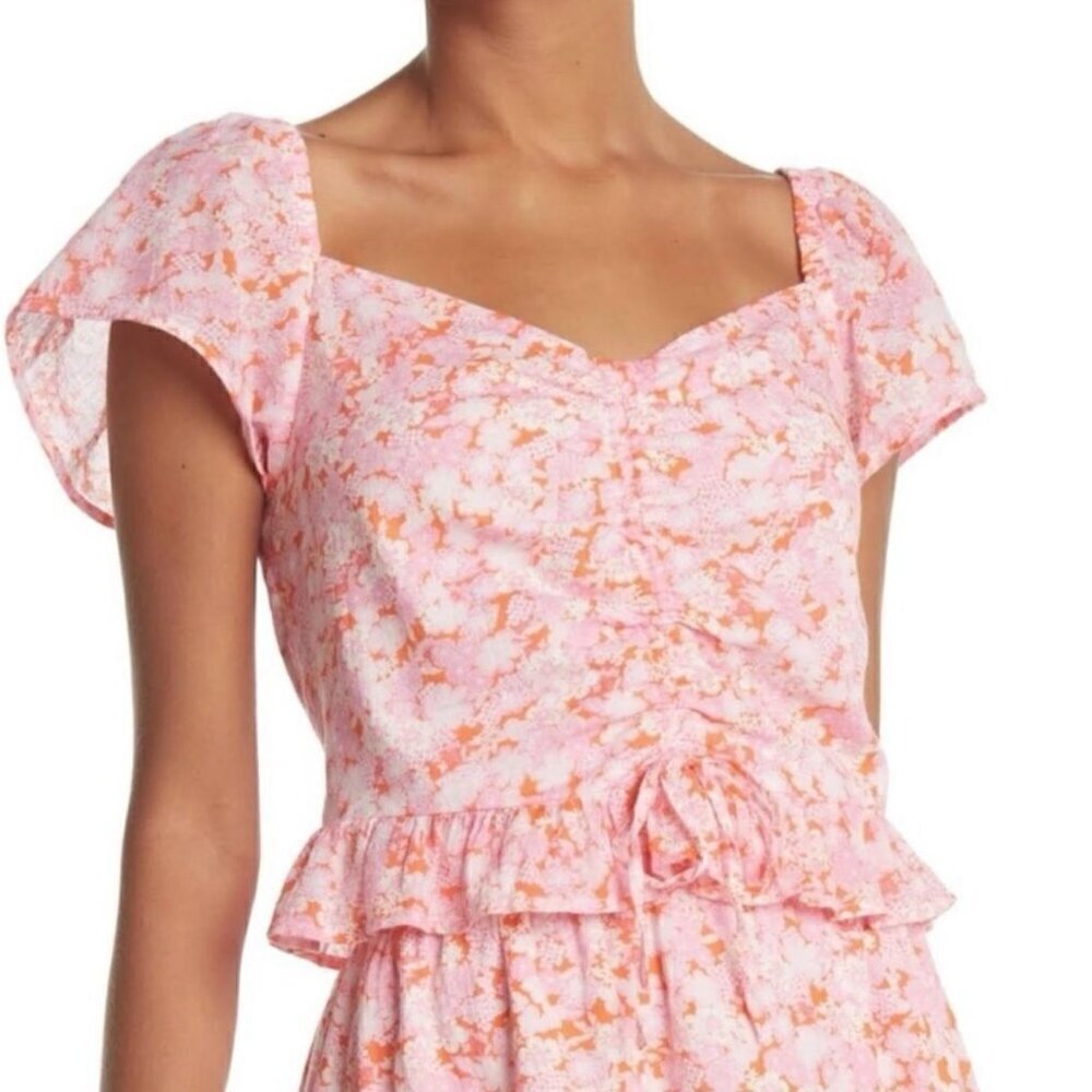 NWT Abound by Nordstrom Coral Pink Ditsy Floral Crop Top - Size: 4X